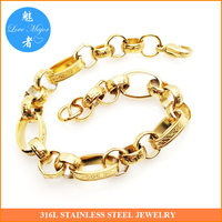 Bracelet chaîne à motifs fait main en acier inoxydable plaqué or 18 carats PVD, pour hommes et femmes, bijoux en gros