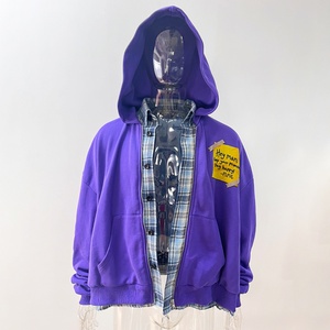 Sudaderas Extra Grandes de 500 g/m², 100 % Algodón, Estilo Camisero a Cuadros, Color Violeta, Sudaderas de Alta Calidad, Fabricante de Chaquetas Personalizadas - Product Image 1