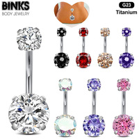 Piercing de nombril à quatre griffes en zircon F136, double tête, spirale interne en zircon, accessoire de piercing