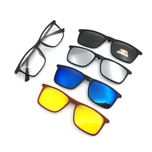 Good Quality Magnetic Eyewear 5 in 1 Magnet Clip On Sunglasses UV400 Sunglasses Polarized Optical Frame