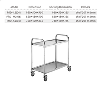Chariot de service hôtelier à 2 niveaux en acier inoxydable, chariot de cuisine robuste avec étagère à rebord surélevé