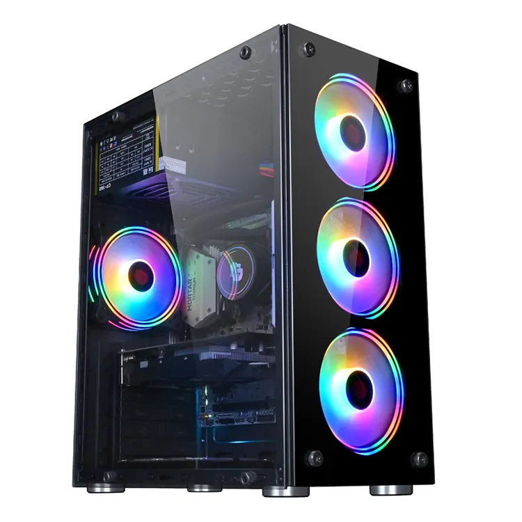 เคส Pc สำหรับเล่นเกม,เคสพีซีใสติดกระจกด้านข้างเคสเกมประกวดไฟฟ้าพร้อม Rgb Support Usb3.0 4 Fan 3ssd 1hdd 350M