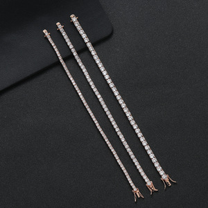 3mm4mm5mm Rose Gold White Zirconium <b>Bracelet</b> <b>Copper</b> Micro-inlaid Zircon Single Row <b>Bracelet</b> Tanjing Fashion Lijing Necklace - Product Image 1