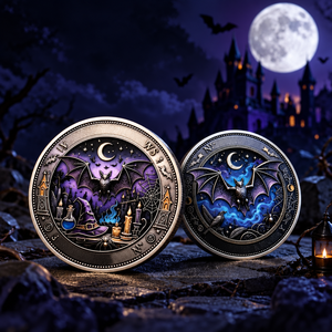<span class=keywords><strong>Moneda</strong></span> Conmemorativa de Murciélago Voador Nocturno de Aleación de Zinc, <span class=keywords><strong>Moneda</strong></span> de Desafío de Halloween de Brujería Gótica en Plata Antigua, Recuerdo Coleccionable - Product Image 2