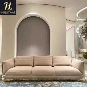Sofá italiano de lujo de gama alta personalizado Villa sala de estar sofá sonrisa de cuero esmerilado para Hotel Villa sala de estar - Product Image 3