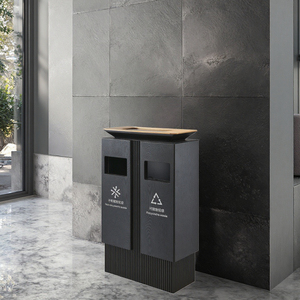 Sang Trọng Bột Tráng Thùng Trash Có Thể-Màu Đen Đứng Dual-Ngăn Chất Thải <span class=keywords><strong>Bin</strong></span> Cho Khách Sạn 5 Sao & Khu Nghỉ Nghỉ - Product Image 1