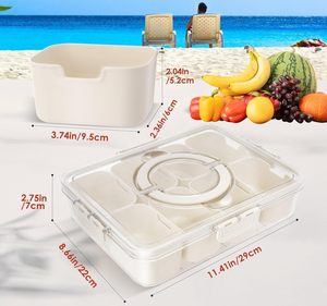 Contenedor de caja de aperitivos de PP moderno portátil 8 compartimentos individuales bandeja de servicio dividida manija de tapa para almacenar alimentos frutas dulces - Product Image 2