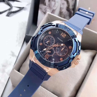 Montre chronographe à quartz multifonction pour homme avec bracelet en silicone, date, jour, sous-cadran, aiguilles luminescentes
