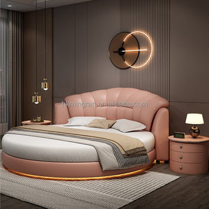 Modern Designer Cream Style High Quality Leather Soft Comfortable Queen Size <b>Bed</b> Set <b>Pine</b> Wood Frame Plywood Panel Upholstered - Product Image 6