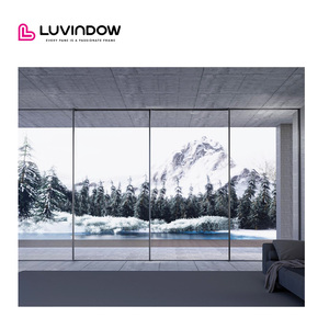 Luvindow <span class=keywords><strong>porte</strong></span> <span class=keywords><strong>coulissante</strong></span> à cadre Ultra mince Double verre de sécurité trempé portes multi-rails pour Villa à faible entretien - Product Image 2