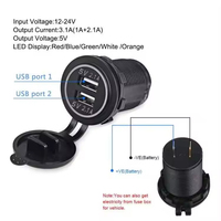 Allume-cigare prix usine DC 12-24V double USB chargeur de voiture prise matériau en Nylon avec capuchon étanche pour voiture bateau