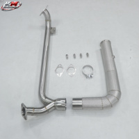Tuyau de descente brossé KM SS304 pour Porsche 718 S 2.5T 2018, collecteur avant à haut débit avec bouclier thermique et soudures dorées à motif perlé