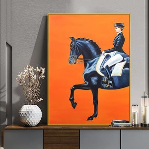 Minimaliste cheval femme <span class=keywords><strong>Orange</strong></span> abstrait toile Art mural affiches imprimés salon mur Art décor peinture sur toile - Product Image 3