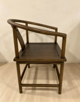 Fauteuil à dossier rond en bois massif C2380, finition noyer, chaise d'appoint orientale pour salle de thé, bureau, salle à manger