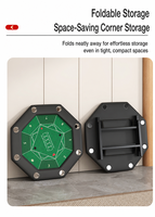 Table de poker pliante octogonale Hanhong avec bord rembourré, 8 porte-gobelets, pliable et portable pour la maison, les clubs, les salles de jeux multifonctionnelles