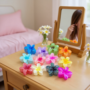 Pince à cheveux frangipanier bicolore brillante de 8 cm pour femmes et filles - Product Image 2