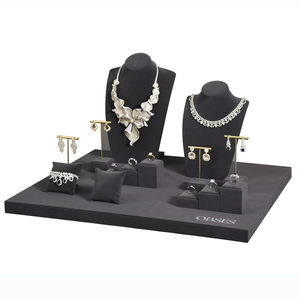 Nuevo Set de Exhibición de Joyería Negra para Escaparates, Soporte de Exhibición de Collares y Anillos, Exhibidor de Joyas de Cuero PU - Product Image 2