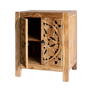 Table de chevet en bois de manguier massif Brock de qualité supérieure, structure robuste et durable, design élégant, parfaite pour le rangement dans la chambre, intérieurs modernes - Product Image 4