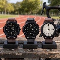 Montre sport pour homme, boîtier en alliage, bracelet en cuir, mouvement à quartz, montre-bracelet quotidienne pour homme