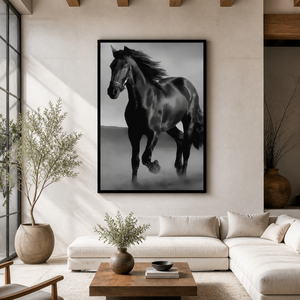 Stampa d'Arte Murale Cavallo <span class=keywords><strong>Nero</strong></span>, <span class=keywords><strong>Ritratto</strong></span> Equestre per Soggiorno, Ufficio, Hotel, Ranch, Ispirazione per Interni Contemporanei - Product Image 4