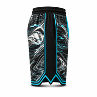 Shorts de basketball personnalisés en sublimation, imprimé Liquid Chrome Cyber Glitch, 100% polyester, maille épaisse