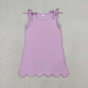 Vestido de Verano para Niñas, Estampado, Sin Mangas, Hasta la Rodilla, Transpirable, con Dobladillo Festoneado y Lazos en los Hombros - Product Image 3