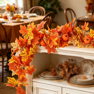 Guirlande de feuilles d'érable artificielles Mezanchen avec citrouilles, décoration de récolte d'automne pour escalier, décoration de maison pour Thanksgiving - Product Image 3