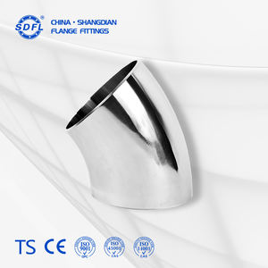 מרפק מרותך מנירוסטה בדרגה סניטרית, מרפק מעקה מלוטש בזווית 45 מעלות, אביזר צנרת מוטבע בדרגת מזון - Product Image 1