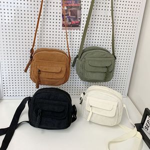 Borsa a Tracolla in Velluto a Coste Tinta Unita da Donna, Borsa a Spalla Casual Portatile alla Moda per Studentesse - Product Image 1