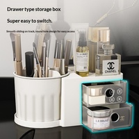 Boîte de rangement de bureau avec tiroirs, porte-stylos rotatif, organisateur de cosmétiques, style minimaliste, matériau PP, rangement pratique
