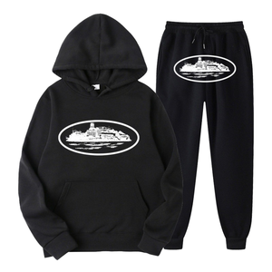 Ensemble de survêtement décontracté en molleton pour homme, style hip-hop urbain, imprimé numérique, coupe ample, à capuche, pour l'automne - Product Image 1