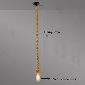Lustre en corde <span class=keywords><strong>de</strong></span> chanvre vintage rétro loft industriel ampoule <span class=keywords><strong>LED</strong></span> luminaire avec interrupteur pour la maison hôtel restaurant bar - Product Image 4