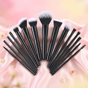 Ensemble de 15 <span class=keywords><strong>pinceaux</strong></span> de maquillage de haute qualité avec logo personnalisé, noirs, pour les <span class=keywords><strong>yeux</strong></span>, le visage et le fond de teint, outils de maquillage professionnels avec manche en bois - Product Image 2