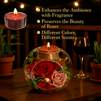 LY Luxury Eternal Rose Novelties, fleur éternelle préservée sous cloche en verre, lampe à bougie aromathérapeutique pour la décoration de la maison et cadeau de la Saint-Valentin