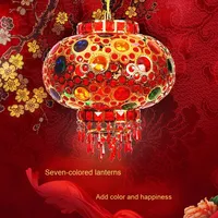 Lanterne rotative rouge festive lampe suspendue Plug-In avec hauteur réglable pour balcon décor de mariage d'entrée du nouvel an