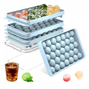 Molde <span class=keywords><strong>de</strong></span> Plástico <span class=keywords><strong>de</strong></span> Grado Alimenticio para Cubitos <span class=keywords><strong>de</strong></span> Hielo Esféricos <span class=keywords><strong>de</strong></span> 33 Cavidades, Tipo <span class=keywords><strong>Hockey</strong></span>, Fácil Desmolde, Autosellante, Congelación Rápida, con Tapa para Refrigerador - Product Image 1