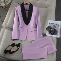Robe de cérémonie pour femme, tailleur élégant pour affaires avec pantalon long anti-plis à col en V et boutons