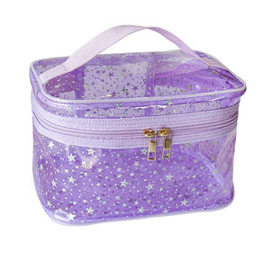 Customized Star Pattern Clear PVC Handbag Waterproof and Durable with Zipper Closure Fashionable Portable <strong>Cosmetic</strong> <strong>Bag</strong> - Product Image 2