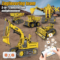 Juego de Construcción Educativo 5 en 1 con Control Remoto, Bloques de Plástico, Funciona con Batería, Juguete STEM para Niños