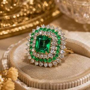 Anello verde in stile retrò, anello dal design classico da donna - Product Image 1