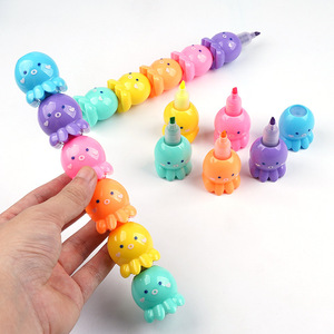 <b>Mini</b> 5-Color Octopus Highlighter with Oblique Brush Tip Cute School Creative Gift Set for Kids - Product Image 3