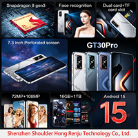 GT30 16 Go + 1 To Android 15 Dernier modèle 2026 Smartphone 5G 7,3 pouces Grand écran Mémoire Flash Caméra arrière 108 MP Haute Qualité
