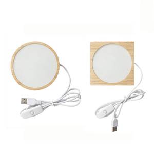 Veilleuse LED en bois alimentée par USB avec interrupteur à bouton, support de sublimation vierge en PET, impression personnalisée DIY, cadeau personnalisé, blanc chaud, 7 couleurs - Product Image 5