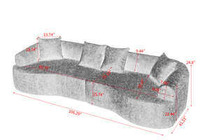 Canapé modulaire en tissu respirant à blocs courbes, multi-tailles, avec éponge compressée sous vide - Product Image 6