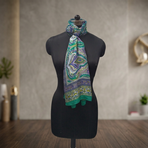 100% <b>Silk</b> Jacquard Paisley <b>Scarf</b> Women Summer Shawl Printed Neck <b>Scarf</b> for Daily Wear - Product Image 2