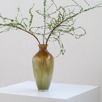 Bixuan Élégant Nature Ambre Vert Soufflé À La Main Gradient Verre Vase Moderne Classique Intérieurs Décoratif Pièce Maîtresse
