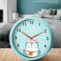 Réveil silencieux à affichage à aiguilles rondes en quartz, style classique, petit, pour chambre à coucher, chevet, sans tic-tac, cadeau pour étudiant, marque OEM