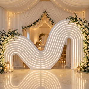 LEDA Party Decoration Supplies Plain White Wedding <b>Backdrop</b> Led Lighted Stage <b>Backdrop</b> Wall With <b>Stand</b> - Product Image 1