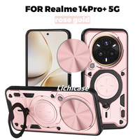 Lichicase métal béquille caméra Protection TPU hybride PC armure étui pour Realme 15T couverture arrière rigide