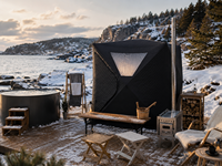 Tenda Sauna Musim Dingin Warmfire Empat Musim Tiga Lapis dengan Lubang Pemasangan Tungku untuk Acara Kesehatan Luar Ruangan & Pemasangan Cepat